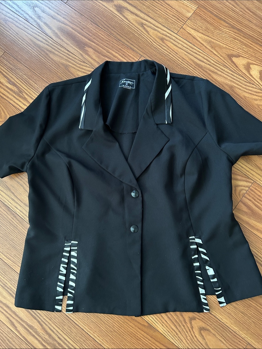 Sweet suite woman black unlined short sleeve blazer jacket two button closure 2X